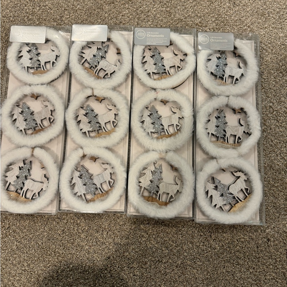 Holiday Living White and Silver Christmas Ornaments
